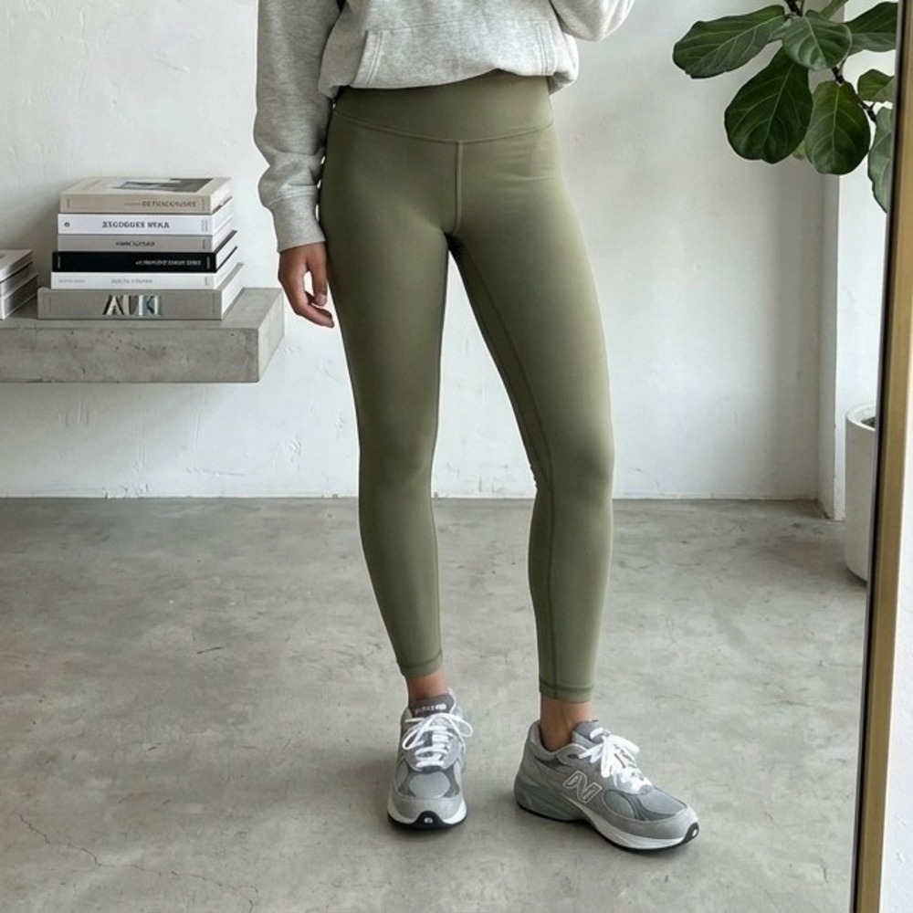 Kith Womens Leggings XS Olive Green High Waist Logo Athleisure Streetwear